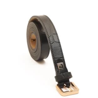 کمربند زنانه چرم مشکی با سگک طلایی