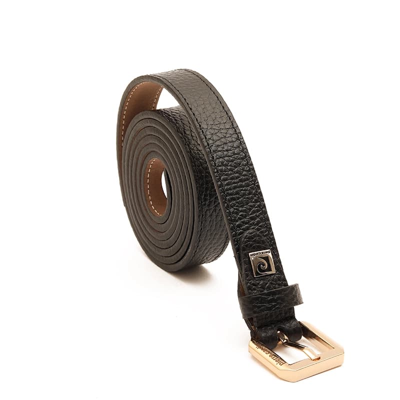 کمربند چرمی زنانه طرح‌دار دانه‌دانه با سگک طلایی