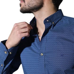 پیراهن مردانه سرمه‌ای طرح‌دار