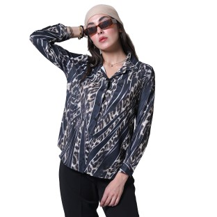 شومیز زنانه طرح‌دار ساتن